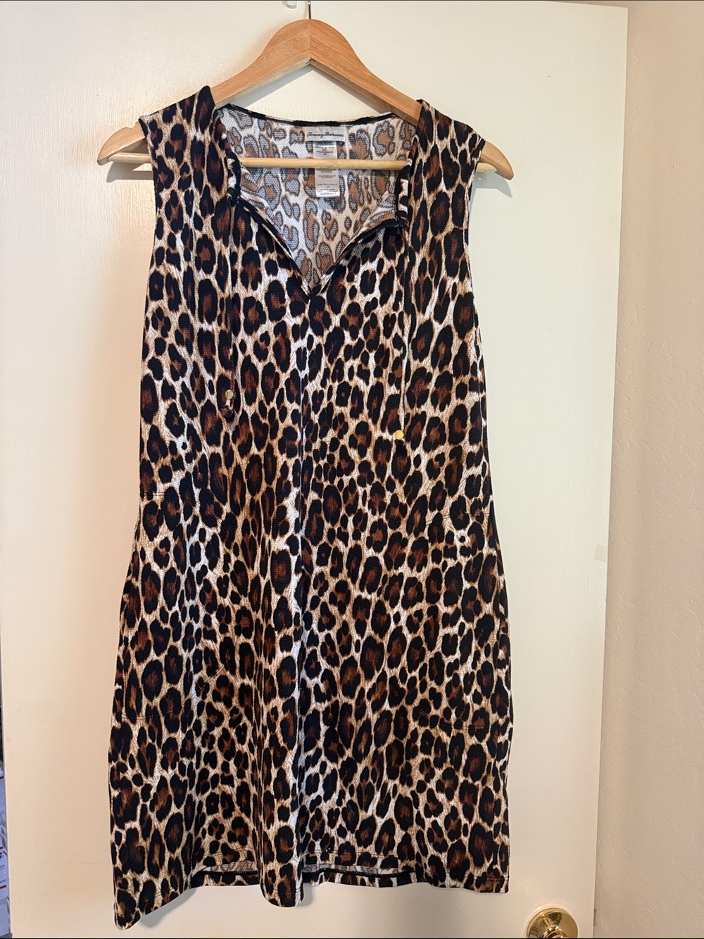 Tommy Bahama Leopard-Pattern Sleeveless swim cover up/ dress - Brown & Black